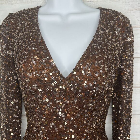 Shail K. Womens Sequin Cocktail Prom Mini Bodycon Dress Long Sleeves Size 2 - Picture 3 of 10